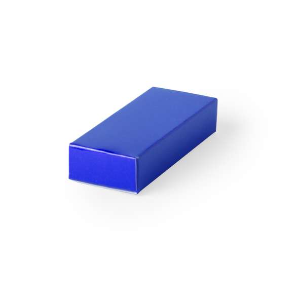 Estuche de presentación para memoria USB en atrevidos colores y acabado en cartón brillante.