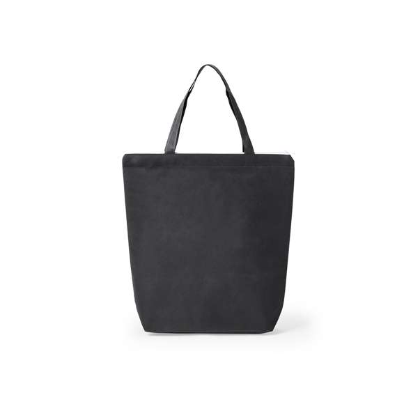 Bolsa de non-woven de 90g/m2 en variada gama de vivos colores. Con cierre de cremallera en color blanco, fuelle, asas medianas de 45cm y acabado cosido. Resistencia hasta 6kg de peso.