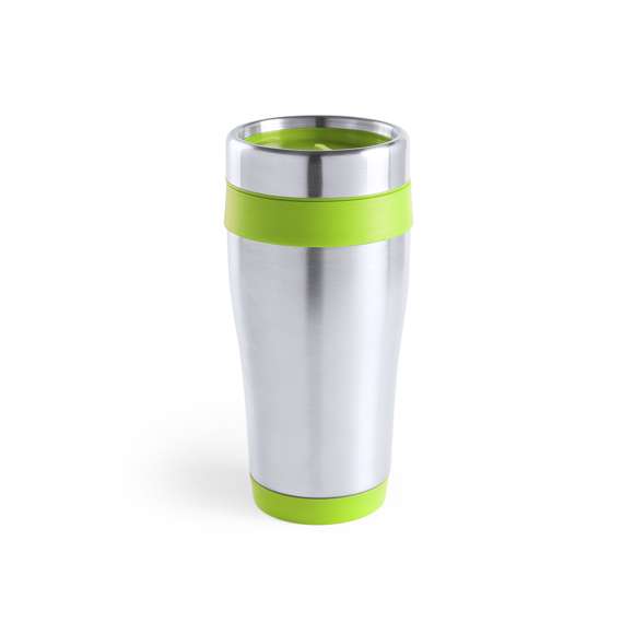 Vaso fabricado en acero inox de 450ml de capacidad con cuerpo de acabado brillante con accesorios a juego y en vivos colores. Con tapa dosificador y abrefácil. Es ideal para tener en tu escritorio, mesa o en cualquier superficie donde disfrutar tranquilamente de tu bebida favorita.