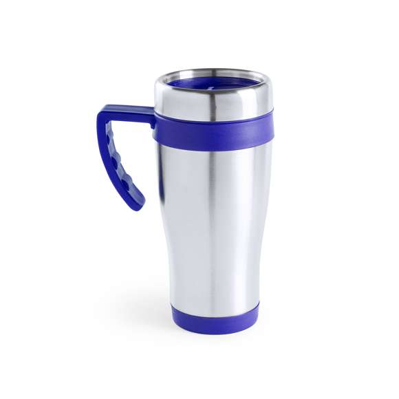 Taza fabricada en acero inox de 450ml de capacidad con cuerpo de acabado brillante con accesorios a juego y en vivos colores. Con tapa dosificador y abrefácil. Es ideal para tener en tu escritorio, mesa o en cualquier superficie donde disfrutar tranquilamente de tu bebida favorita.