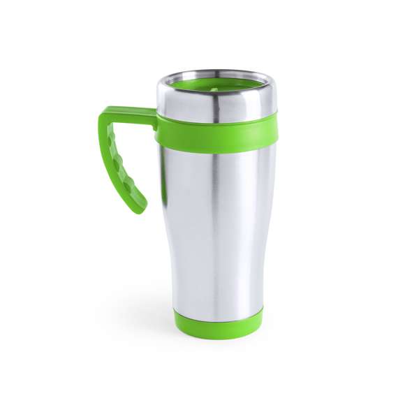 Taza fabricada en acero inox de 450ml de capacidad con cuerpo de acabado brillante con accesorios a juego y en vivos colores. Con tapa dosificador y abrefácil. Es ideal para tener en tu escritorio, mesa o en cualquier superficie donde disfrutar tranquilamente de tu bebida favorita.