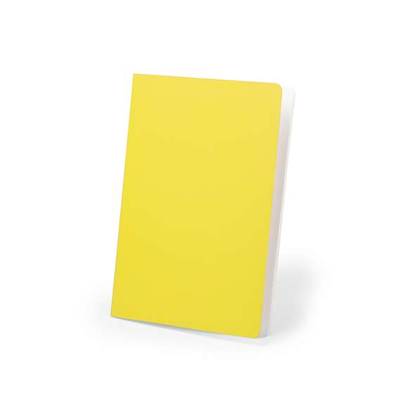Libreta de diseño clásico con tapas de cartón en llamativos colores y de suave acabado. Con costuras a juego en lomo y 40 hojas lisas.