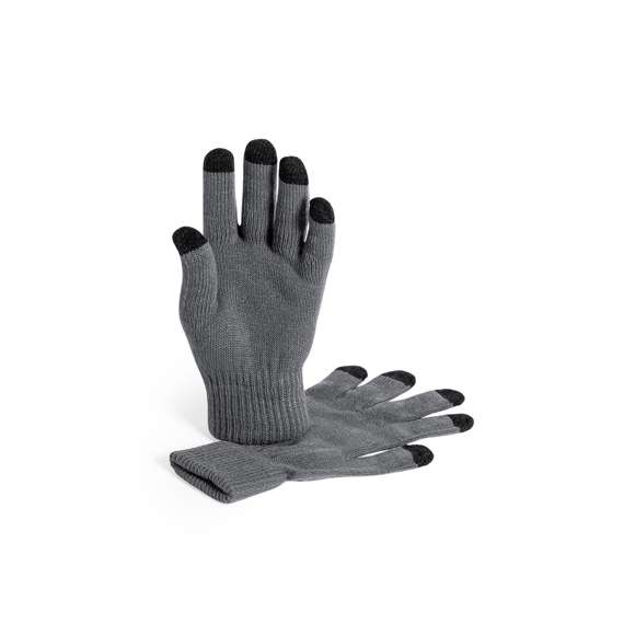 Práctico par de guantes para dispositivos con pantalla táctil de cálido y suave acabalado acrílico. Integran puntero en todos los dedos para experiencia táctil completa. Talla única