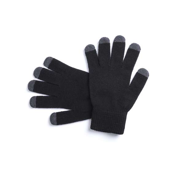 Práctico par de guantes para dispositivos con pantalla táctil de cálido y suave acabalado acrílico. Integran puntero en todos los dedos para experiencia táctil completa. Talla única