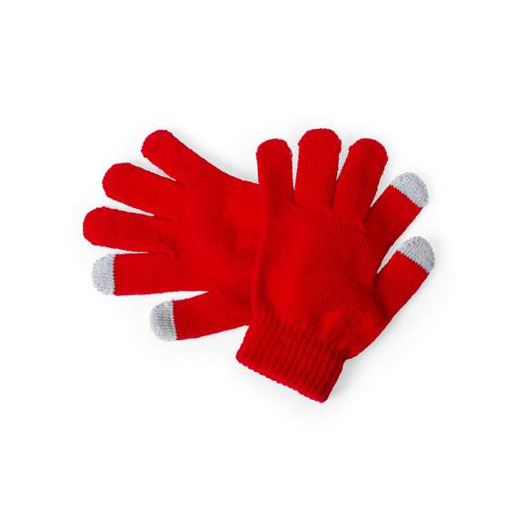Práctico par de guantes de niño para dispositivos con pantalla táctil, de suave acabalado acrílico y en divertidos colores. Integran puntero en dedos corazón, índice y pulgar. Talla única.