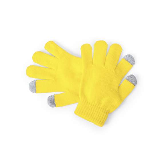 Práctico par de guantes de niño para dispositivos con pantalla táctil, de suave acabalado acrílico y en divertidos colores. Integran puntero en dedos corazón, índice y pulgar. Talla única.