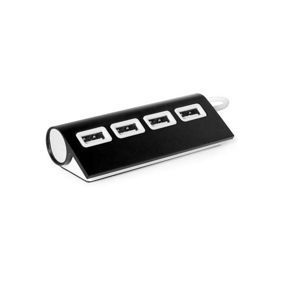  	Puerto USB de diseño bicolor y elegante acabado en aluminio. Incorpora 4 puertos USB 2.0 para conectar multitud de dispositivos y está especialmente diseñado para marcaje en láser. Presentado en caja individual.