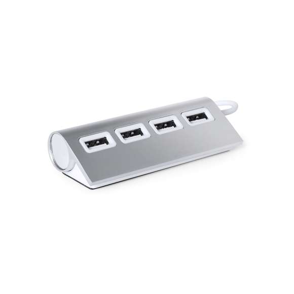  	Puerto USB de diseño bicolor y elegante acabado en aluminio. Incorpora 4 puertos USB 2.0 para conectar multitud de dispositivos y está especialmente diseñado para marcaje en láser. Presentado en caja individual.