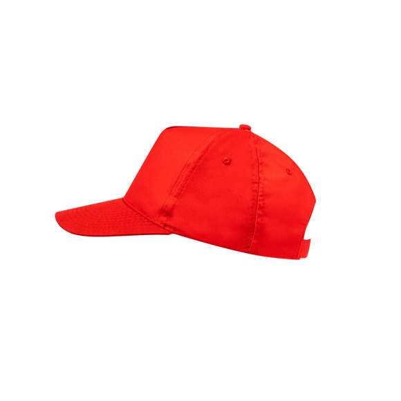 Gorra de 5 paneles en material 100% microfibra/poliéster de suave acabado y cierre ajustable de velcro. Con orificios de ventilación bordados y en variada gama de vivos colores.