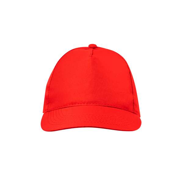 Gorra de 5 paneles en material 100% microfibra/poliéster de suave acabado y cierre ajustable de velcro. Con orificios de ventilación bordados y en variada gama de vivos colores.