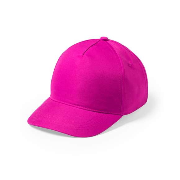 Gorra de 5 paneles en material 100% microfibra/poliéster de suave acabado y cierre ajustable de velcro. Con orificios de ventilación bordados y en variada gama de vivos colores.