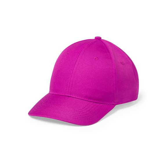 Gorra de 6 paneles en combinación de materiales microfibra y poliéster. En variada gama de vivos colores, con orificios de ventilación bordados y cierre ajustable de velcro.