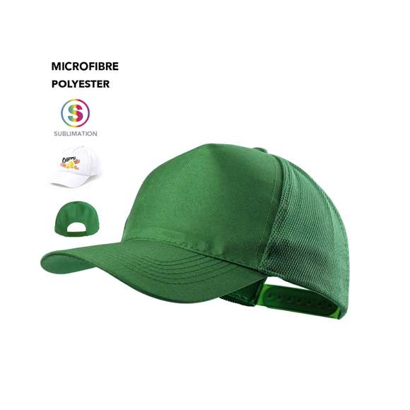 Gorra de 5 paneles en suave microfibra en extensa gama de vivos colores. Cierre ajustable de botones.