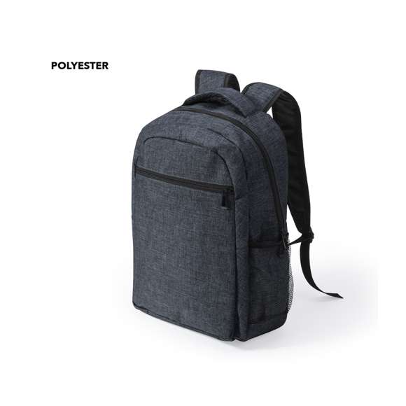 Mochila confeccionada en poliéster 600D. De diseño urbano con práctico bolsillo central acolchado, para portátil de hasta 15 pulgadas, y bolsillo frontal con cierre de cremallera a juego. Cómodas asas ajustables a los hombros acolchados, como la espalda, para un mayor confort. Disponible en elegante gama de colores.