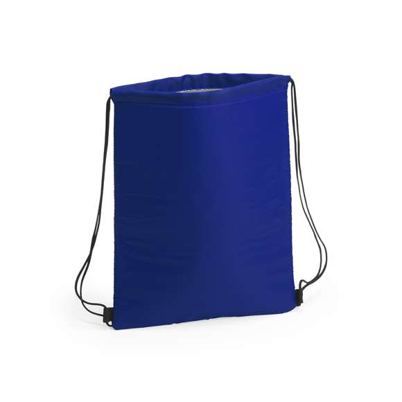 Mochila nevera de cuerdas en suave poliéster 210D. Interior acolchado en aluminio para conservar mejor la temperatura y cómoda de llevar por sus cuerdas de asas con autocierre en color negro. Esquinas reforzadas para llevar su gran capacidad máxima de 4L. Disponible en una original gama de colores.