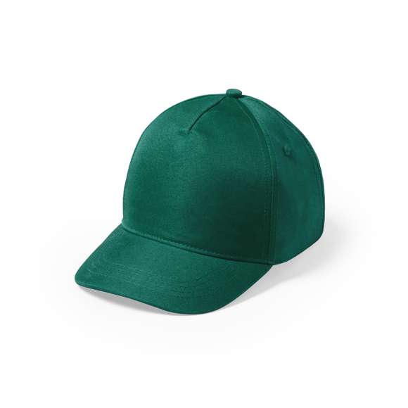 Gorra de niño de 5 paneles en material 100% microfibra/poliéster de suave acabado y cierre ajustable de velcro. Con orificios de ventilación bordados y en variada gama de vivos colores.