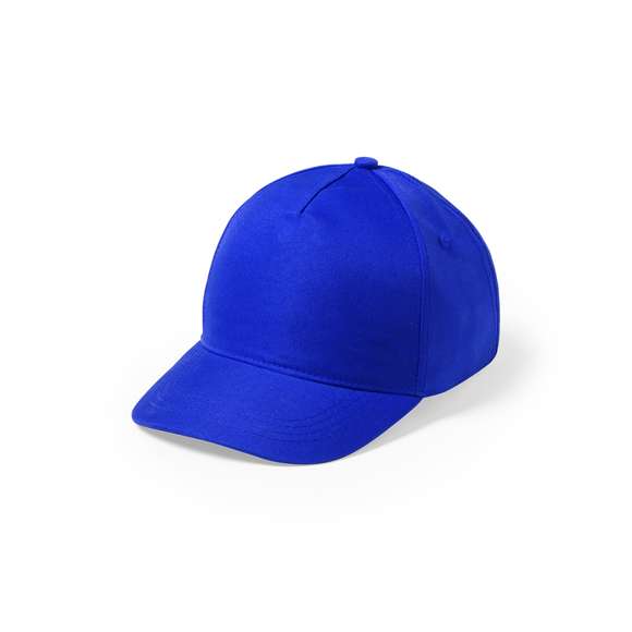Gorra de niño de 5 paneles en material 100% microfibra/poliéster de suave acabado y cierre ajustable de velcro. Con orificios de ventilación bordados y en variada gama de vivos colores.