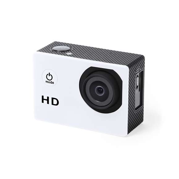 Cámara deportiva de alta calidad de captura de vídeo HD 720p, de diseño compacto y resistente, especialmente diseñada para uso intensivo. Incluye carcasa sumergible hasta 30m de profundidad y multitud de accesorios para ajuste en casco, manillar o cinturón, así como correas ajustables para cabeza y torso o un adaptador giratorio de 360º. La versatilidad y resistencia de esta cámara deportiva la convierten en el gadget perfecto para capturar, con una calidad excepcional, cualquier actividad deportiva. Con función cámara de fotos Full HD 1080p, ranura para tarjetas micro SD de hasta 32 GB de capacidad, sistema multilenguaje, y recargable mediante cable microUSB -incluido-. Presentada en atractiva caja de diseño.