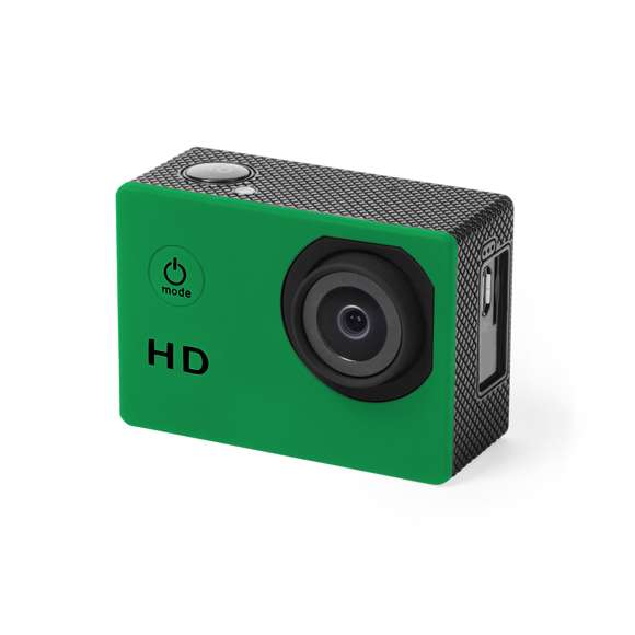 Cámara deportiva de alta calidad de captura de vídeo HD 720p, de diseño compacto y resistente, especialmente diseñada para uso intensivo. Incluye carcasa sumergible hasta 30m de profundidad y multitud de accesorios para ajuste en casco, manillar o cinturón, así como correas ajustables para cabeza y torso o un adaptador giratorio de 360º. La versatilidad y resistencia de esta cámara deportiva la convierten en el gadget perfecto para capturar, con una calidad excepcional, cualquier actividad deportiva. Con función cámara de fotos Full HD 1080p, ranura para tarjetas micro SD de hasta 32 GB de capacidad, sistema multilenguaje, y recargable mediante cable microUSB -incluido-. Presentada en atractiva caja de diseño.