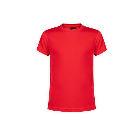 Camiseta técnica para niño. En material 100% poliéster transpirable de 135g/m2 y diseño de panal. Disponible en variada gama de vivos colores y en tallas 4-5, 6-8, 10-12.