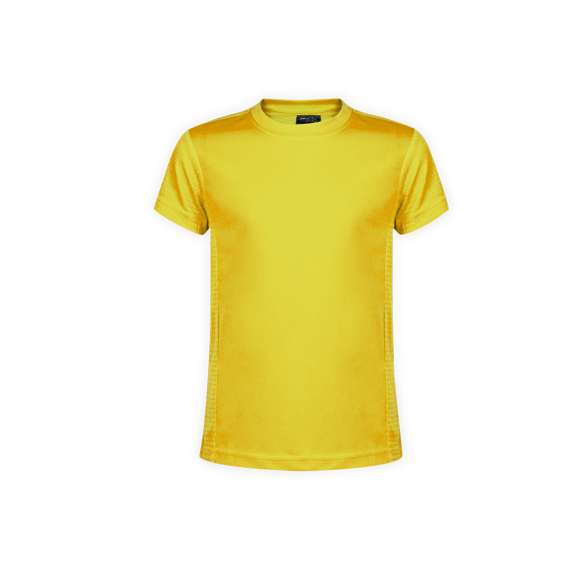 Camiseta técnica para niño. En material 100% poliéster transpirable de 135g/m2 y diseño de panal. Disponible en variada gama de vivos colores y en tallas 4-5, 6-8, 10-12.