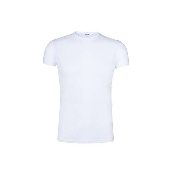 Camiseta para adulto en material 100% poliéster transpirable de 140g/m2 con textura de algodón. Especialmente diseñada para marcaje en sublimación y disponible en tallas S, M, L, XL, XXL.