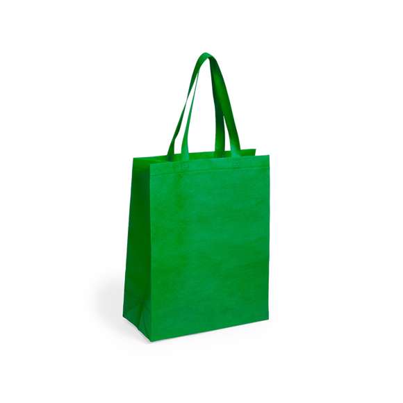 Bolsa en non-woven de 80g/m2, en variada gama de vivos colores. Con asas medianas de 50cm reforzadas, fuelle y acabado termosellado. Resistencia hasta 9kg de peso.