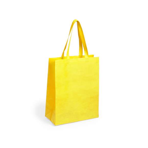 Bolsa en non-woven de 80g/m2, en variada gama de vivos colores. Con asas medianas de 50cm reforzadas, fuelle y acabado termosellado. Resistencia hasta 9kg de peso.