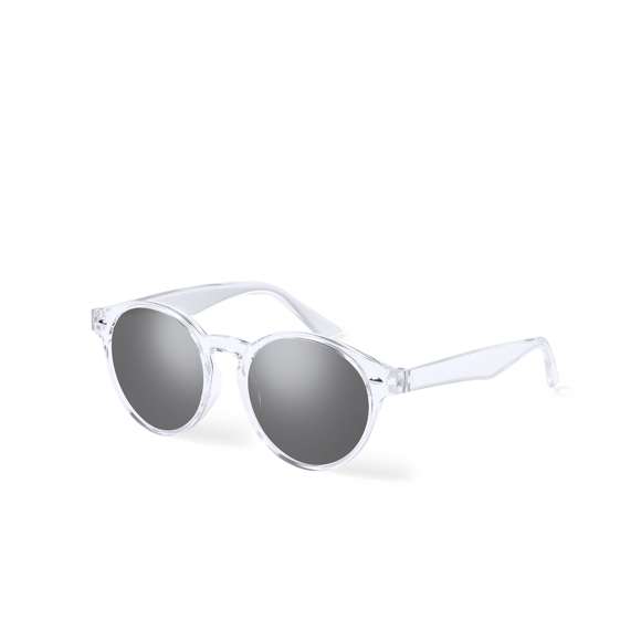 Gafas de sol unisex con protección UV400 de clásico diseño circular. Con montura de diseño en variados colores y lentes en color negro.