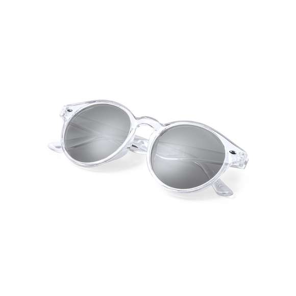 Gafas de sol unisex con protección UV400 de clásico diseño circular. Con montura de diseño en variados colores y lentes en color negro.
