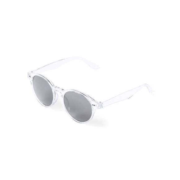 Gafas de sol unisex con protección UV400 de clásico diseño circular. Con montura de diseño en variados colores y lentes en color negro.
