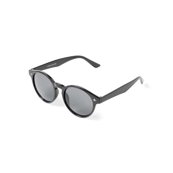 Gafas de sol unisex con protección UV400 de clásico diseño circular. Con montura de diseño en variados colores y lentes en color negro.