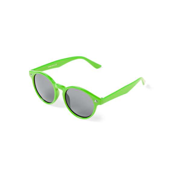 Gafas de sol unisex con protección UV400 de clásico diseño circular. Con montura de diseño en variados colores y lentes en color negro.