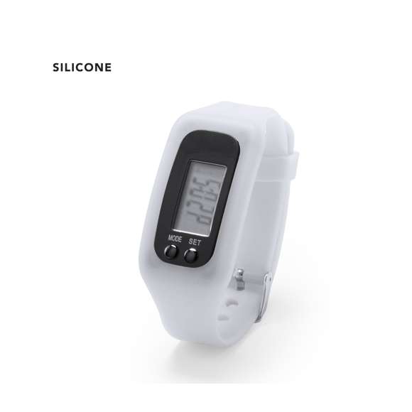  	Desenfadado reloj digital de corte deportivo con pantalla LCD rectangular, correa ajustable de silicona y resistente a las salpicaduras de agua. Indicado para todo tipo de actividades deportivas y de ocio. Con pila de botón incluida y presentado en atractiva caja de diseño.