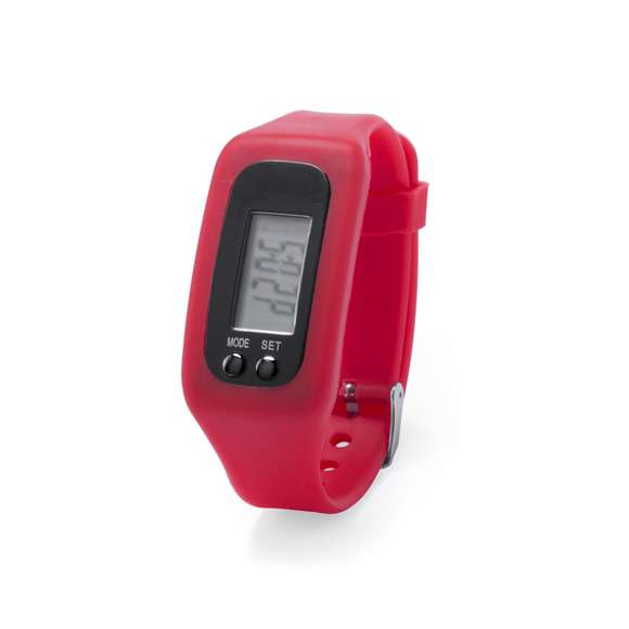  	Desenfadado reloj digital de corte deportivo con pantalla LCD rectangular, correa ajustable de silicona y resistente a las salpicaduras de agua. Indicado para todo tipo de actividades deportivas y de ocio. Con pila de botón incluida y presentado en atractiva caja de diseño.