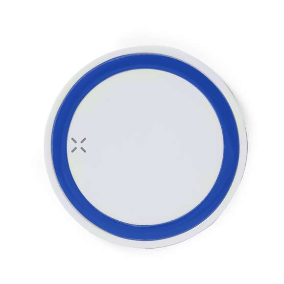 Cargador inalámbrico circular de diseño bicolor. Con base antideslizante e indicador LED de estado de carga. Compatible con smartphones con tecnología de carga inalámbrica y presentado en atractiva caja de diseño.