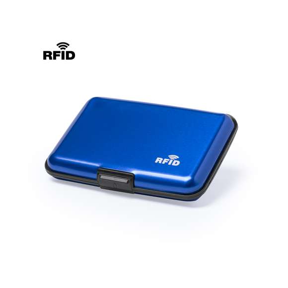 Tarjetero con tecnología de seguridad RFID (Identificación por Radio Frecuencia) que mantiene seguros tus dispositivos de transmisión de identidad. De resistente diseño en aluminio, con 6 compartimentos distribuidos en acordeón y zona lisa en el exterior diseñada para marcaje en láser.