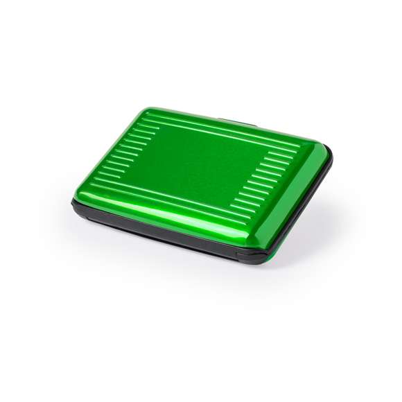 Tarjetero con tecnología de seguridad RFID (Identificación por Radio Frecuencia) que mantiene seguros tus dispositivos de transmisión de identidad. De resistente diseño en aluminio, con 6 compartimentos distribuidos en acordeón y zona lisa en el exterior diseñada para marcaje en láser.