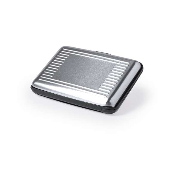 Tarjetero con tecnología de seguridad RFID (Identificación por Radio Frecuencia) que mantiene seguros tus dispositivos de transmisión de identidad. De resistente diseño en aluminio, con 6 compartimentos distribuidos en acordeón y zona lisa en el exterior diseñada para marcaje en láser.