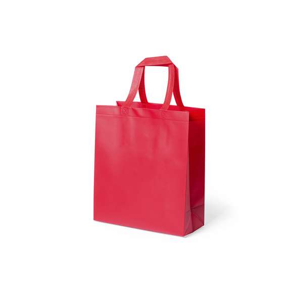 Bolsa de alta calidad en non-woven laminado de 110g/m2, en variada gama de vivos colores mates. Con asas reforzadas cortas de 35cm, fuelle y acabado termosellado. Resistencia hasta 10kg de peso.
