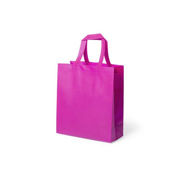 Bolsa de alta calidad en non-woven laminado de 110g/m2, en variada gama de vivos colores mates. Con asas reforzadas cortas de 35cm, fuelle y acabado termosellado. Resistencia hasta 10kg de peso.