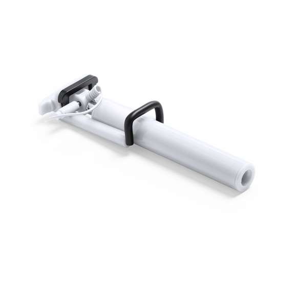 Divertido palo selfie plegable en diseño bicolor con conexión jack de 3,5mm, sistema antigiro y disparador integrado en mango. Recorrido de acero inox y sistema de almohadillas en el soporte para así ofrecer un óptimo ajuste y protección del smartphone, además de una tuerca de ajuste a fijar según la inclinación que se desee, para así hacerse selfies todavía más variados y divertidos. Compatible con todo tipo de smartphones y especialmente diseñado para marcaje en tampografía, con accesorios a juego y presentado en atractiva caja de diseño.