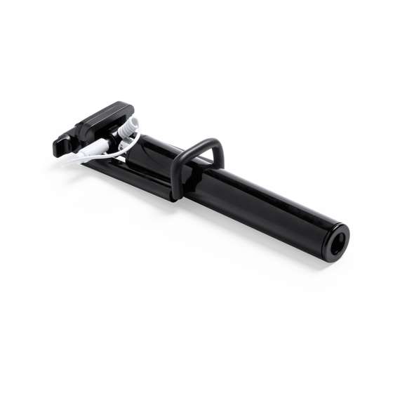 Divertido palo selfie plegable en diseño bicolor con conexión jack de 3,5mm, sistema antigiro y disparador integrado en mango. Recorrido de acero inox y sistema de almohadillas en el soporte para así ofrecer un óptimo ajuste y protección del smartphone, además de una tuerca de ajuste a fijar según la inclinación que se desee, para así hacerse selfies todavía más variados y divertidos. Compatible con todo tipo de smartphones y especialmente diseñado para marcaje en tampografía, con accesorios a juego y presentado en atractiva caja de diseño.