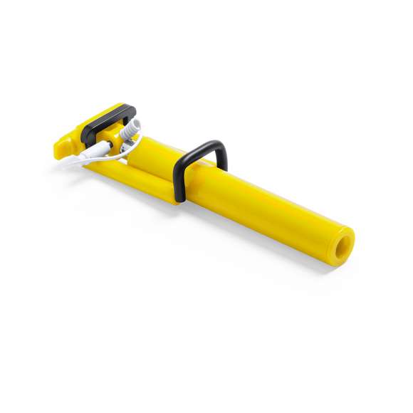 Divertido palo selfie plegable en diseño bicolor con conexión jack de 3,5mm, sistema antigiro y disparador integrado en mango. Recorrido de acero inox y sistema de almohadillas en el soporte para así ofrecer un óptimo ajuste y protección del smartphone, además de una tuerca de ajuste a fijar según la inclinación que se desee, para así hacerse selfies todavía más variados y divertidos. Compatible con todo tipo de smartphones y especialmente diseñado para marcaje en tampografía, con accesorios a juego y presentado en atractiva caja de diseño.