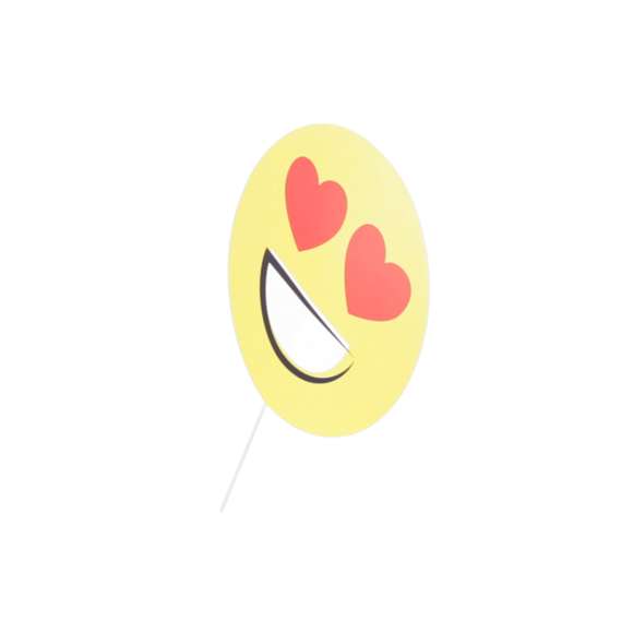 Selfie Pai Pai en divertidos diseños emoji y llamativo color amarillo. En papel de alto gramaje y con mango de madera. Disponible en diseños corazón, gafas de sol, guiño y sonrisa.