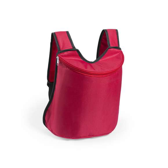  	Mochila nevera todoterreno en resistente poliéster 600D de vivos colores y con cierre de cremallera a juego. Interior isotermo en acabado de aluminio y asas ajustables con acolchado.