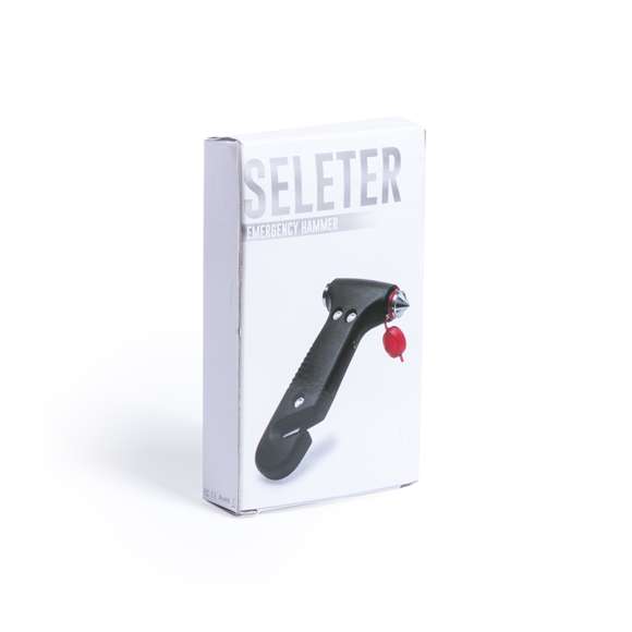 Martillo led de emergencia multifunción. Con linterna led de luz blanca, martillo rompecristales y cuchilla cortacinturones. Presentada en atractiva caja de diseño.