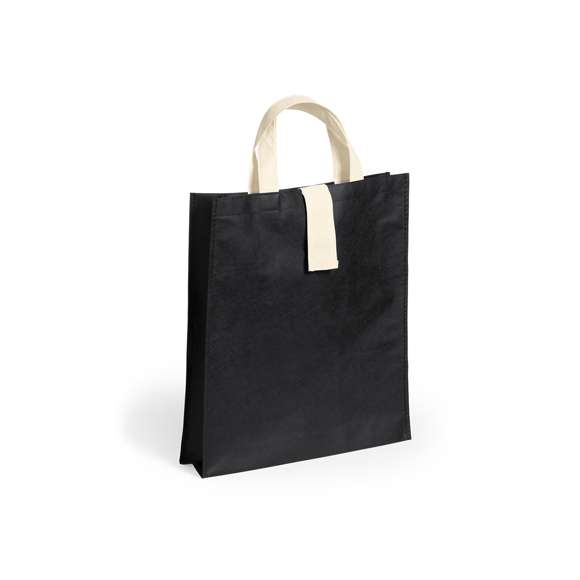 Bolsa plegable en non-woven de 80g/m2 en variada gama de vivos colores. Con asas cortas en color natural de 37cm, cierre de velcro en color natural y acabado cosido. Plegado de pequeño tamaño y resistencia hasta 8kg de peso.