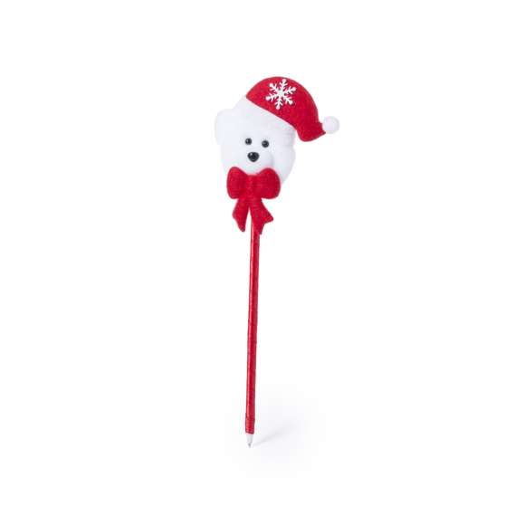 Bolígrafo en original diseño navideño con cuerpo en acabado metalizado brillante. Disponible en diseños Papá Noel, reno y osito de peluche. Con tinta azul.