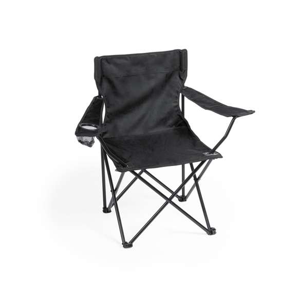Silla plegable con resistente cuerpo de metal tubular. En resistente poliéster 600D en variada gama de vivos colores. Con costuras reforzadas, apoyabrazos y bolsillo de redecilla integrado para bebida. Con refuerzos de goma antideslizantes en las patas y presentada en funda individual con cordón auto cierre, accesorio de ajuste y cinta para hombro.